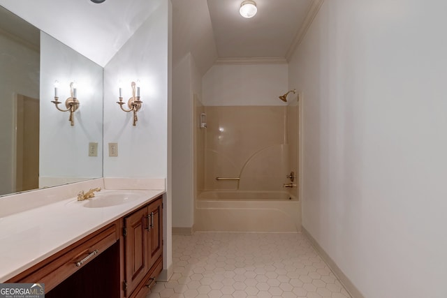 bathroom featuring vanity and tub / shower combination