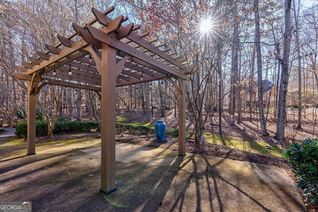 view of patio / terrace featuring a pergola