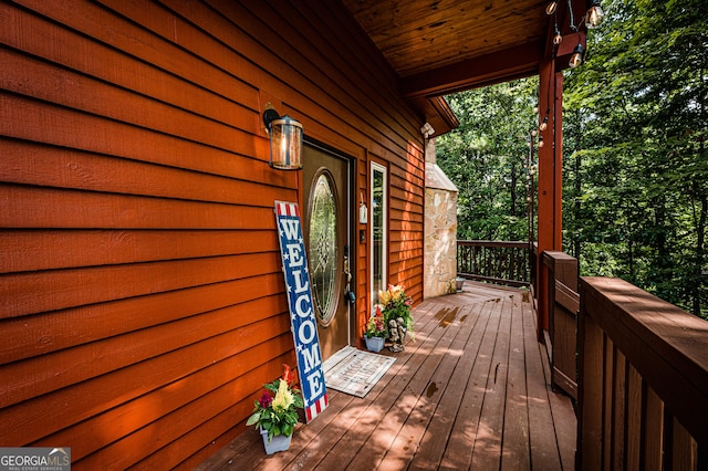 deck featuring covered porch