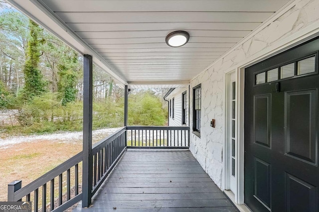 wooden deck with covered porch