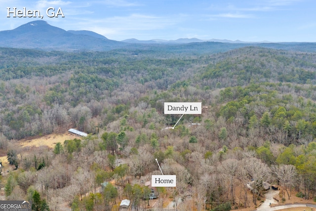 aerial view featuring a mountain view