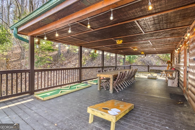 211 Highland Forest Dr, Morganton, GA 30560 - wooden terrace with outdoor dining area