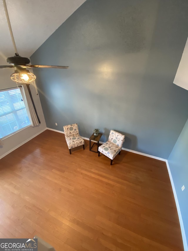 172 Sonata Cir, Pooler, GA 31322 - unfurnished room featuring a ceiling fan, wood finished floors, and lofted ceiling
