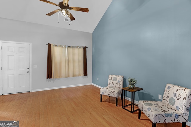 172 Sonata Cir, Pooler, GA 31322 - sitting room featuring a ceiling fan, lofted ceiling, and wood finished floors
