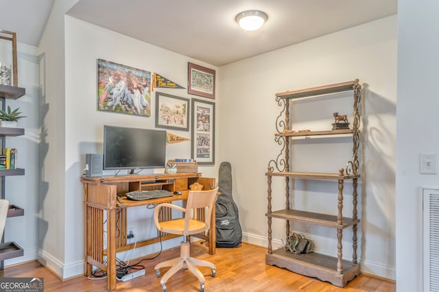 office featuring light wood-type flooring