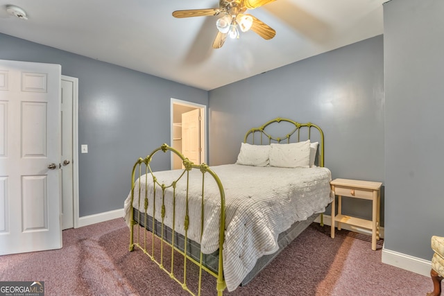 bedroom featuring carpet flooring and ceiling fan