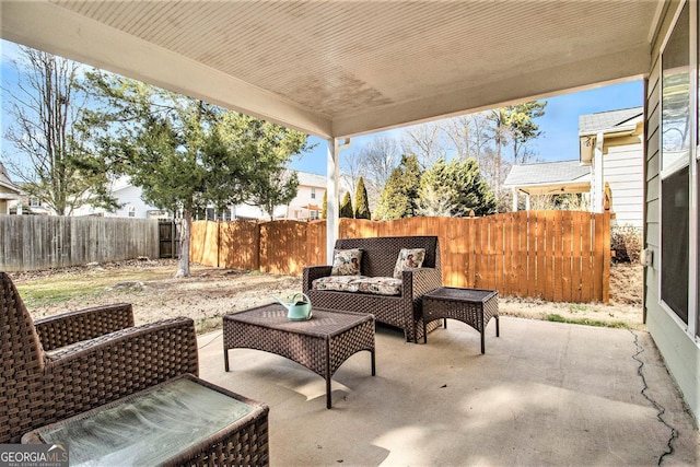 view of patio featuring an outdoor hangout area