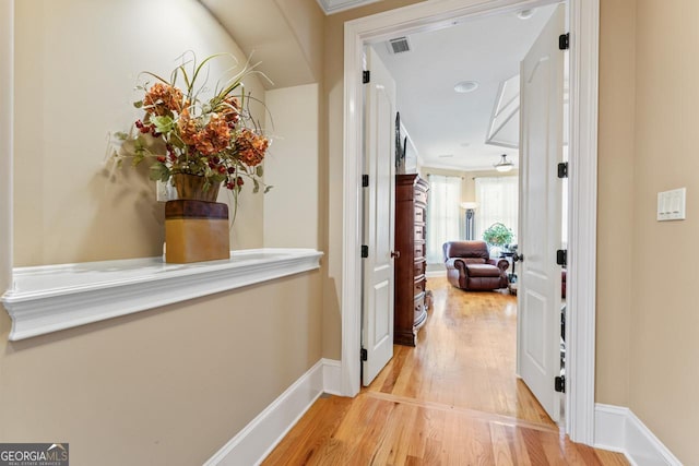 hall featuring light wood-type flooring