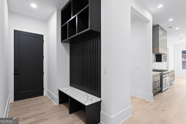 mudroom featuring light hardwood / wood-style floors