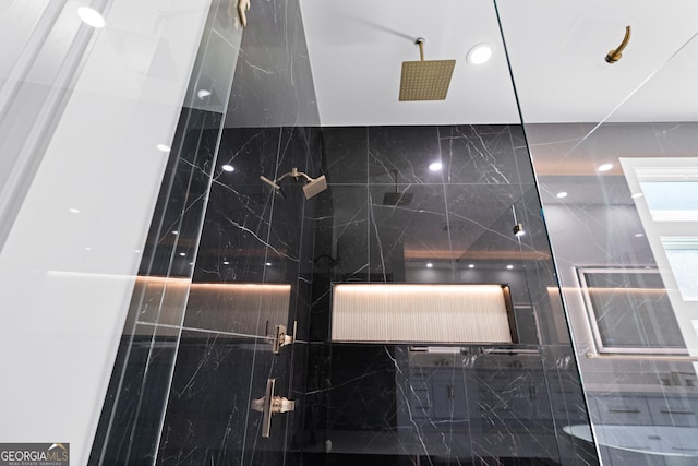 interior details with walk in shower