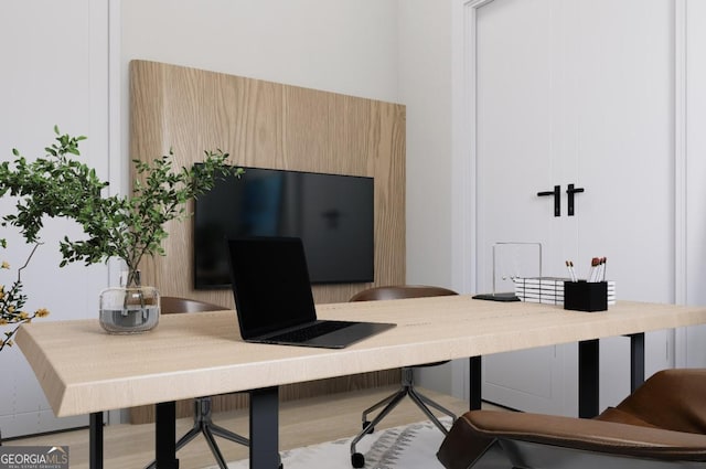 office area featuring light hardwood / wood-style floors