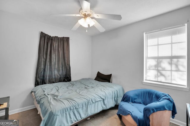 bedroom featuring ceiling fan