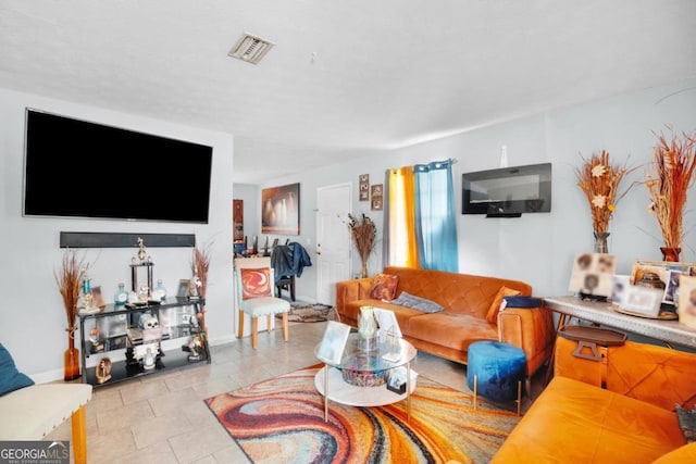 view of tiled living room