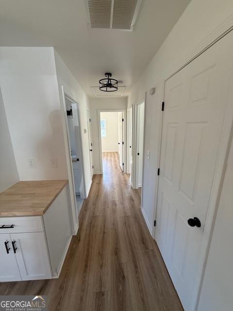 hallway with wood-type flooring