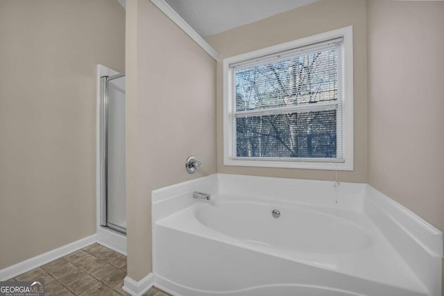 bathroom with independent shower and bath