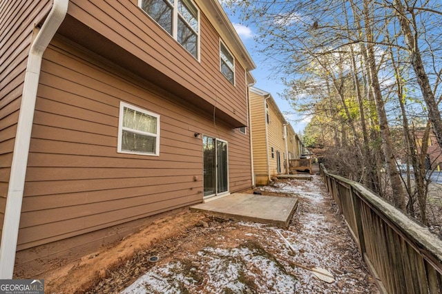 view of snow covered exterior