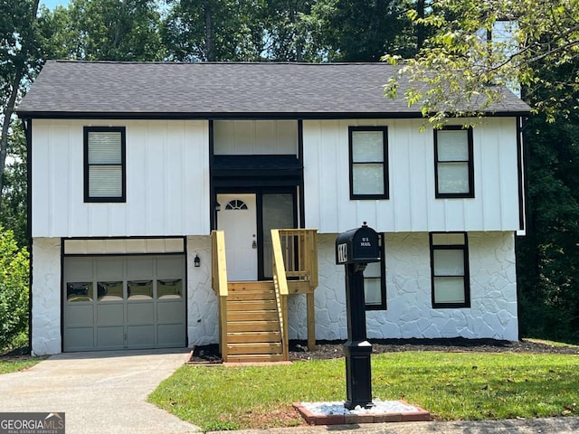 bi-level home with a garage