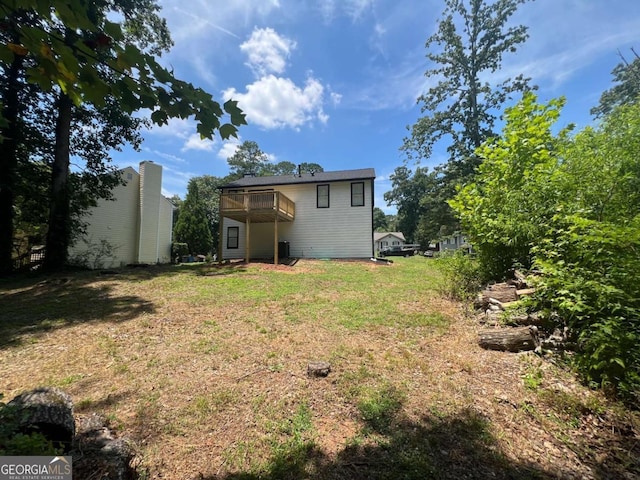 view of yard with a deck