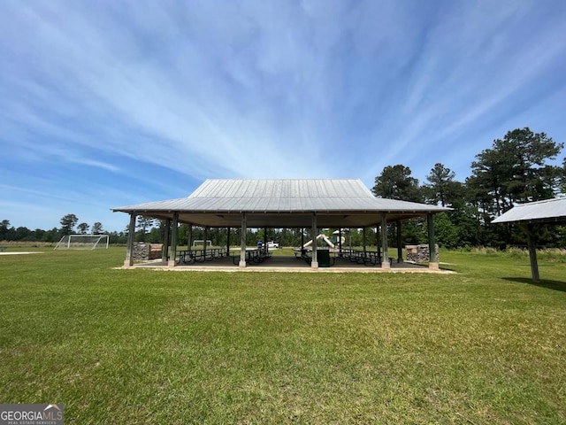 view of community with a gazebo and a yard