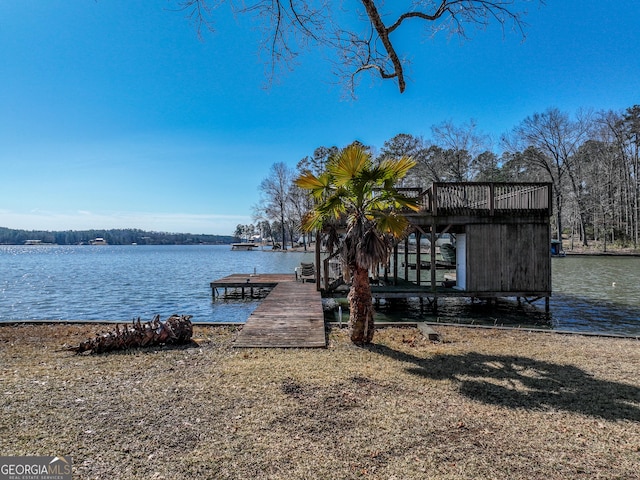 view of dock featuring a water view