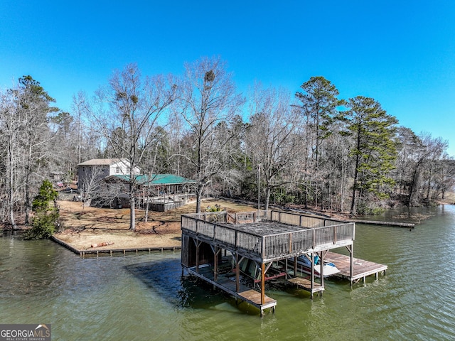 dock area featuring a water view