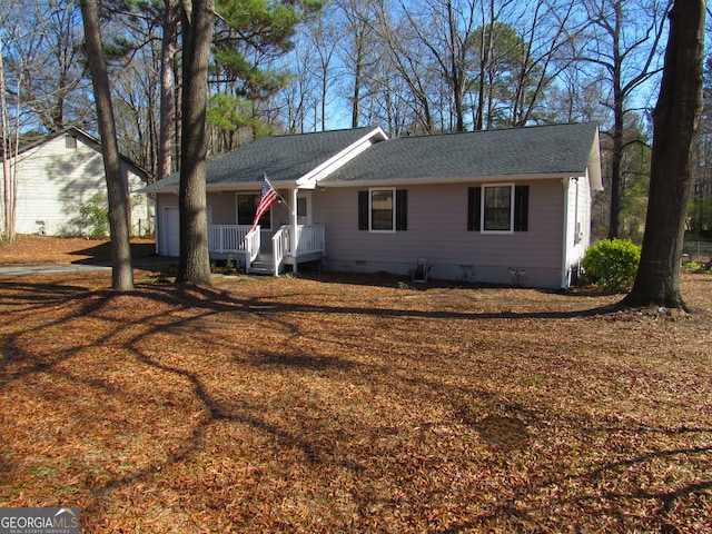 single story home with a garage