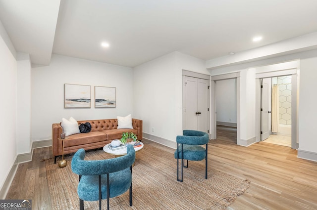 living area with light wood-type flooring