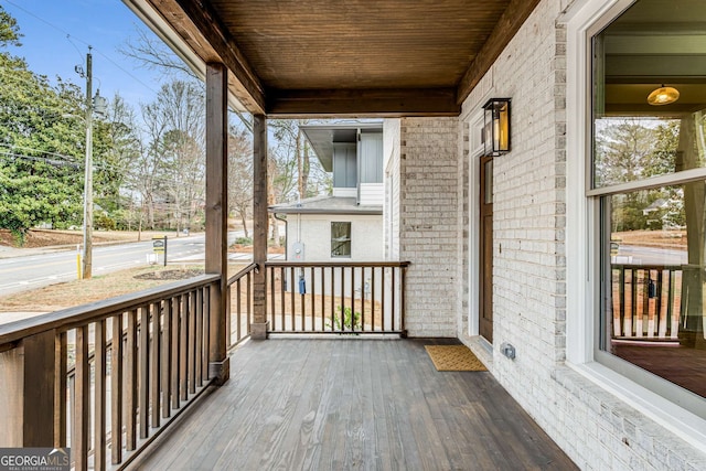 deck featuring a porch