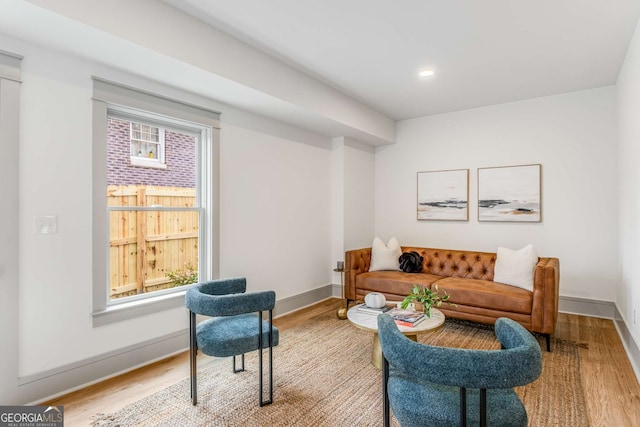 living room featuring light wood-type flooring