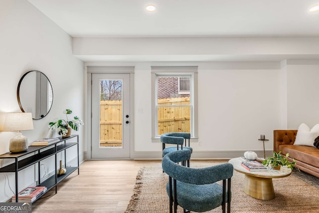 living area featuring light wood-type flooring