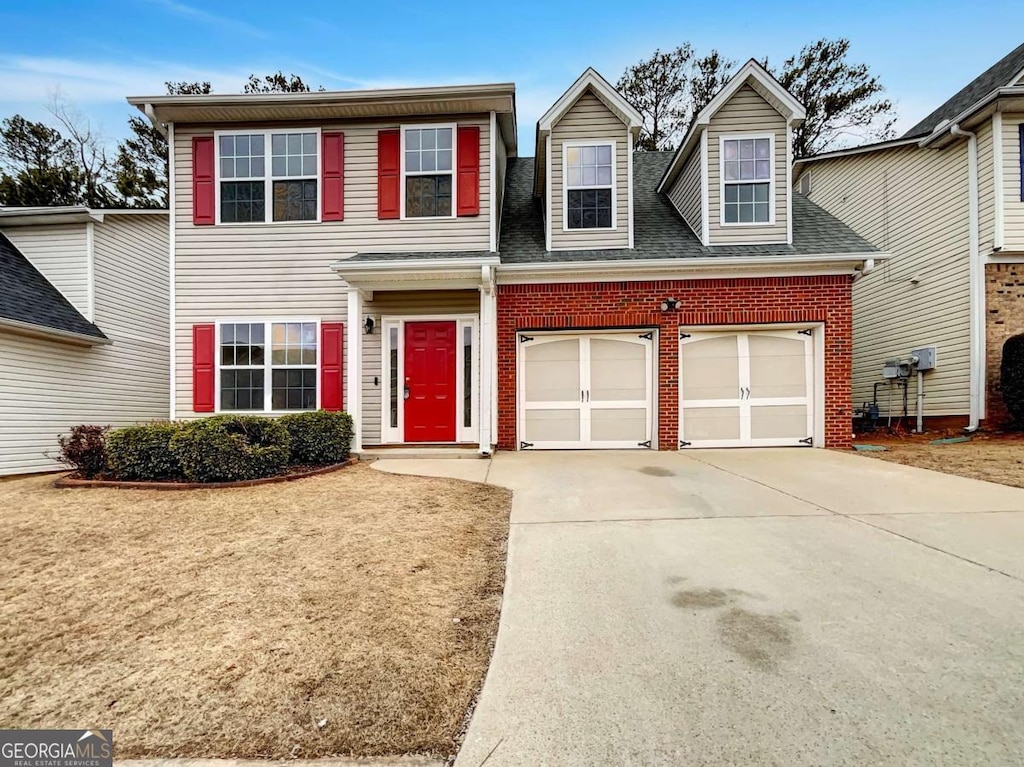 view of front of house with a garage