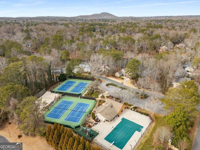 bird's eye view featuring a mountain view