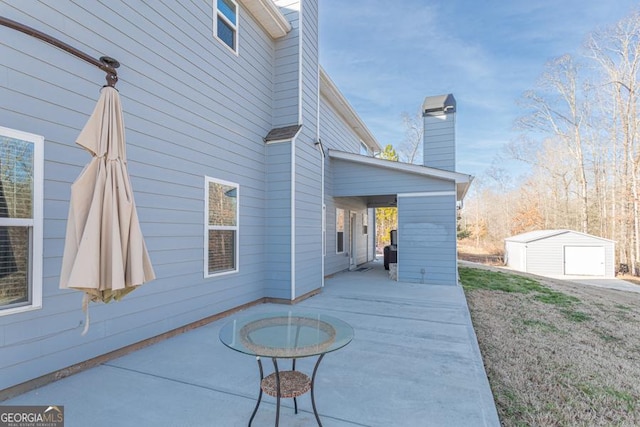 exterior space with an outbuilding