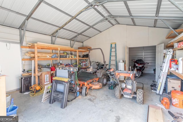 garage featuring metal wall