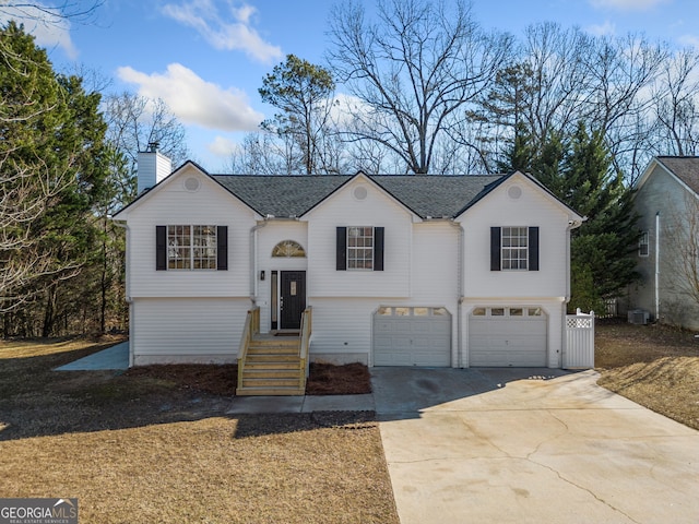 raised ranch with a garage