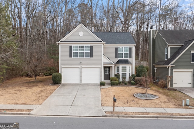 view of property featuring a garage