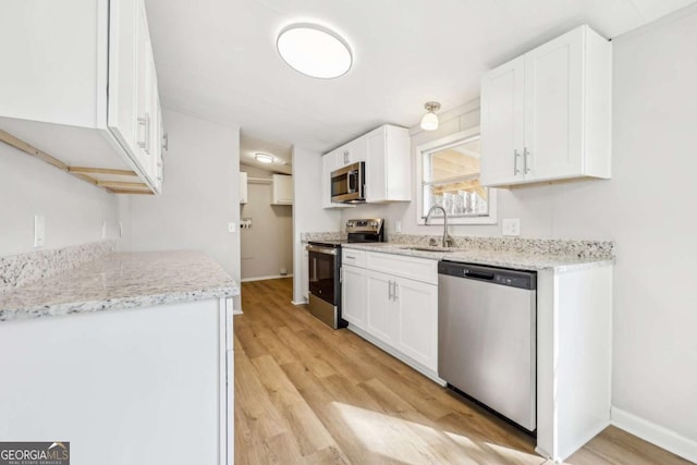 kitchen with white cabinetry, appliances with stainless steel finishes, and sink