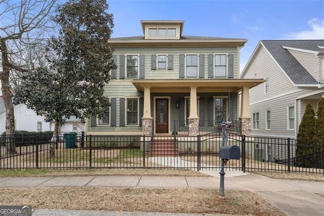 view of front facade featuring covered porch