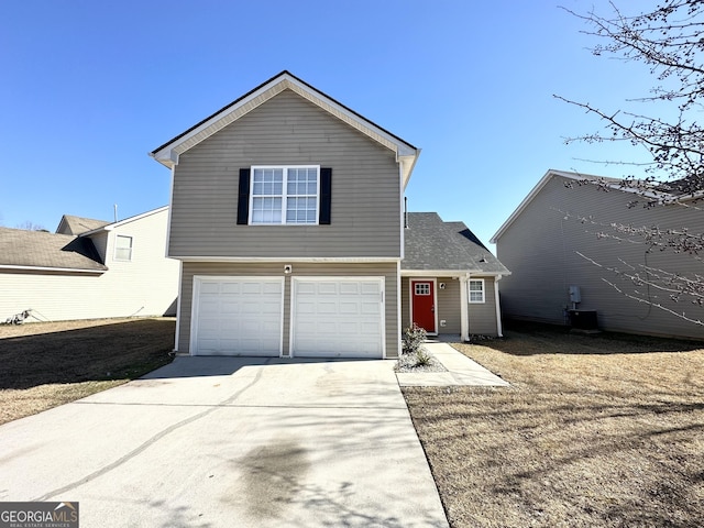 view of front of home with a garage