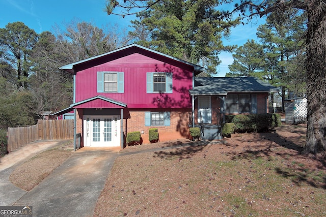 split level home with french doors