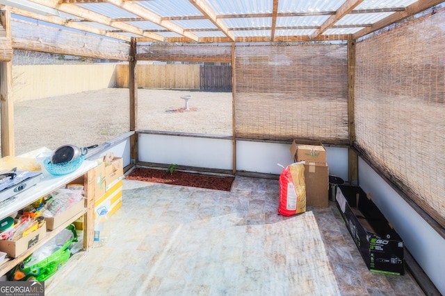 view of unfurnished sunroom