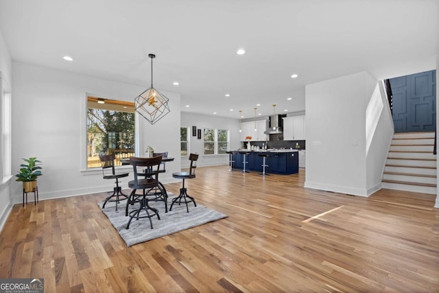 dining room featuring light wood-type flooring