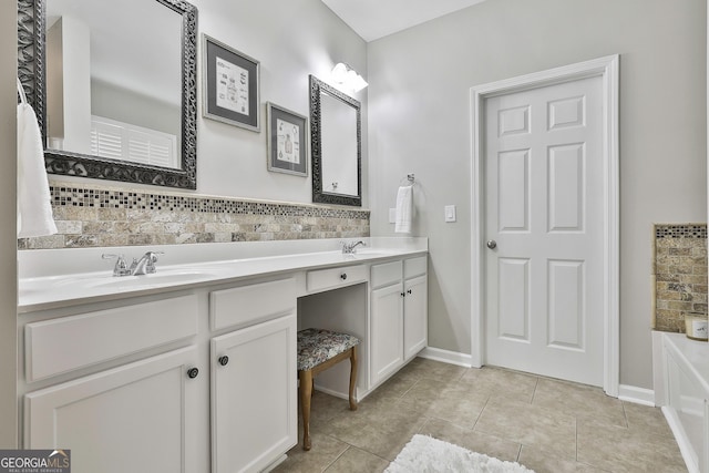 bathroom featuring vanity and tile patterned flooring