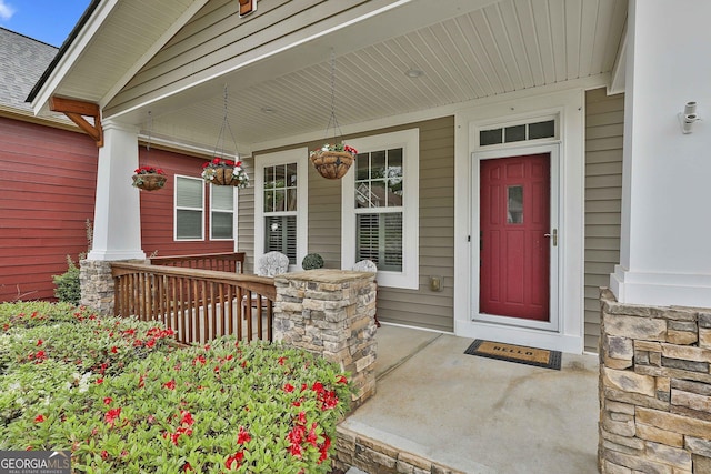 128 Greenview Dr, Newnan, GA 30265 - entrance to property with a porch and stone siding
