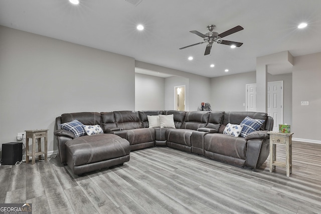 128 Greenview Dr, Newnan, GA 30265 - living room with recessed lighting, light wood-style floors, and ceiling fan