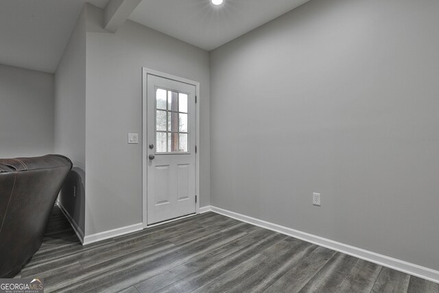 128 Greenview Dr, Newnan, GA 30265 - doorway with baseboards, recessed lighting, and dark wood-type flooring