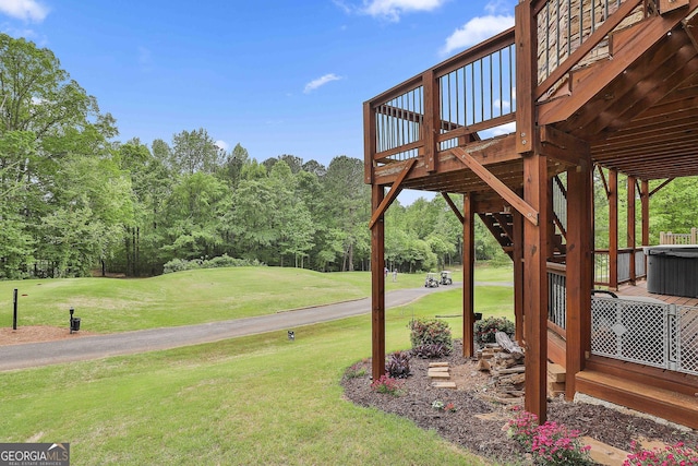 128 Greenview Dr, Newnan, GA 30265 - view of yard featuring a wooden deck and view of golf course