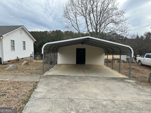 view of parking with a carport