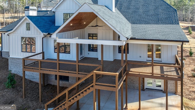 back of house featuring a patio area and ceiling fan