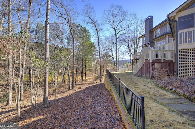 view of yard featuring a deck